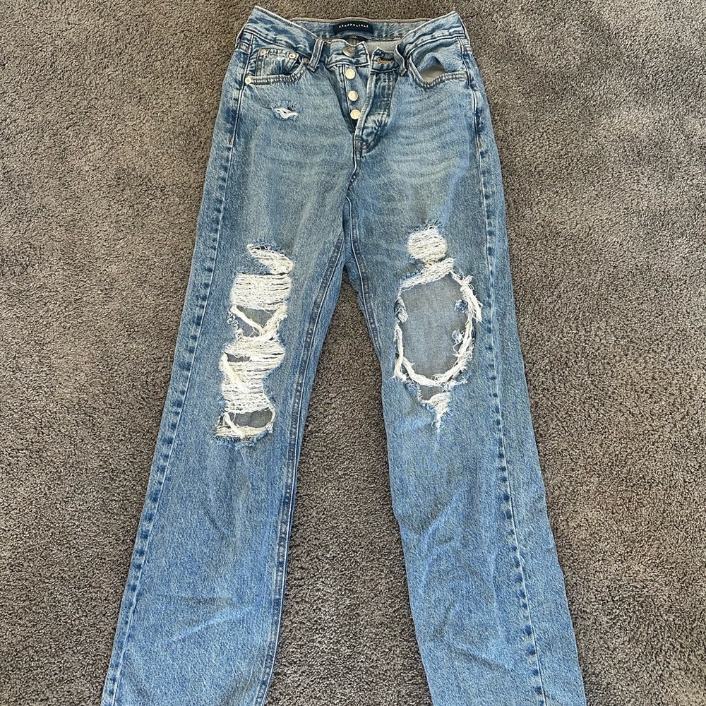 Distressed Blue Jeans